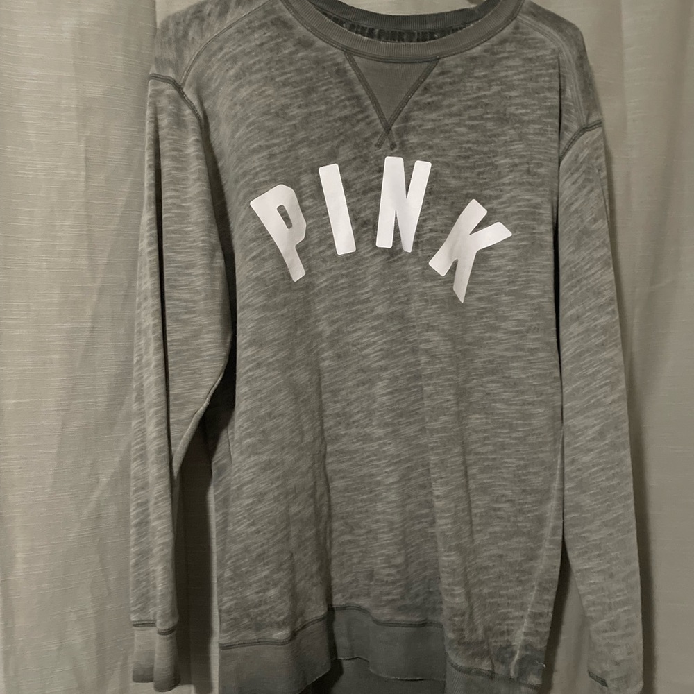 Gray Oversized Sweatshirt - PINK